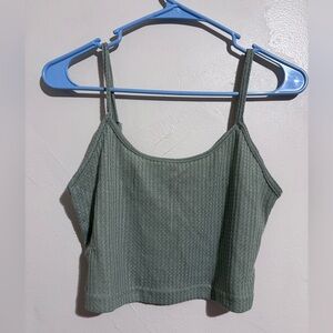 Women's Green ribbed waffle knit Tank Top NWOT Alexander del rossa small